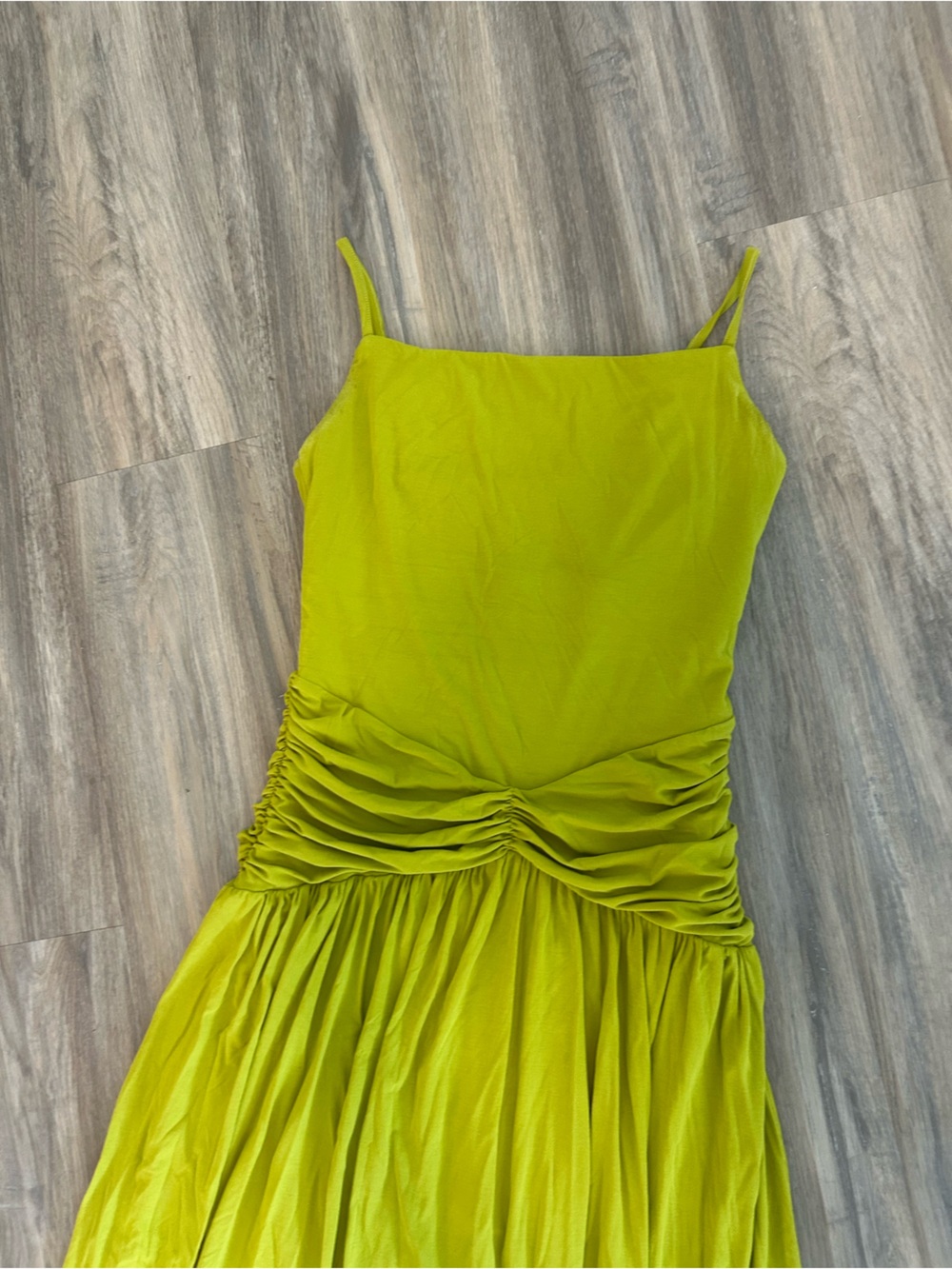 OGL Not-See-Thru Spaghetti Gathered Maxi Bra Dress size medium sprout green - Picture 4 of 6